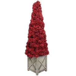 40" Red Berry Cone Potted Christmas Topiary -Xmas Trees Shop allstate xbp077 re 2 78592.1667536611