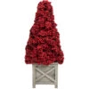 24" Red Berry Cone Potted Christmas Topiary