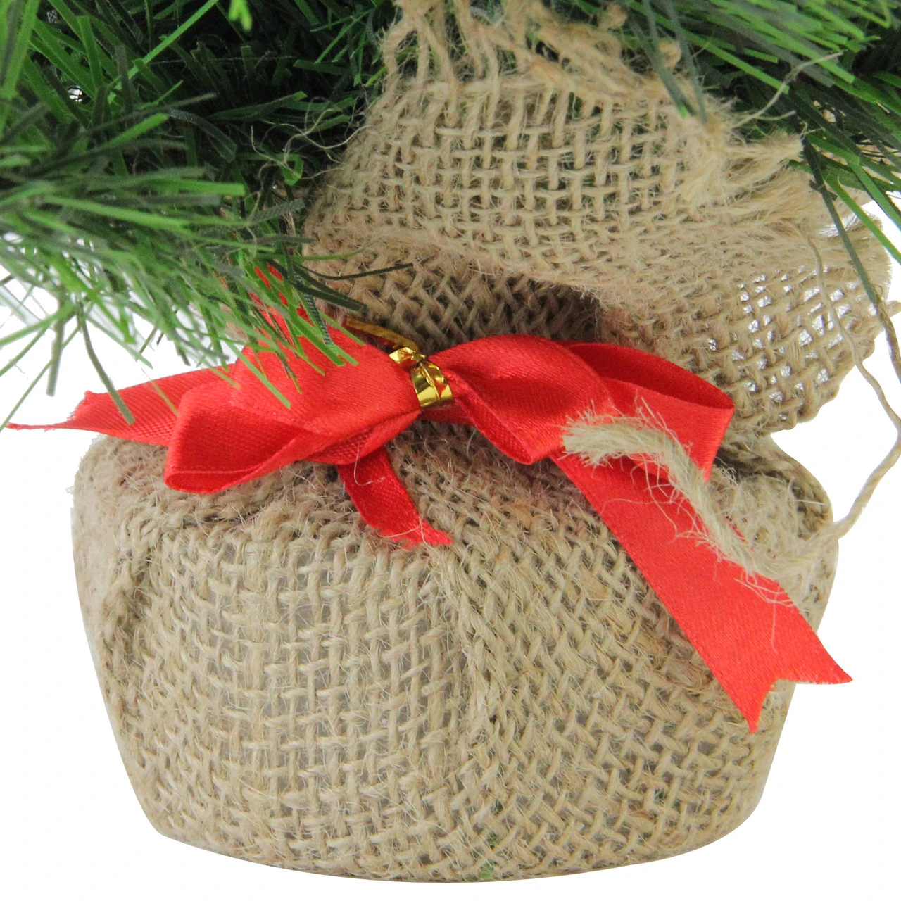 24" Mini Balsam Pine Medium Artificial Christmas Tree In Burlap Base, Unlit 4 24" Mini Balsam Pine Medium Artificial Christmas Tree In Burlap Base, Unlit - Image 4