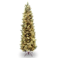 9 Ft. Carolina Pine Slim Tree With Clear Lights