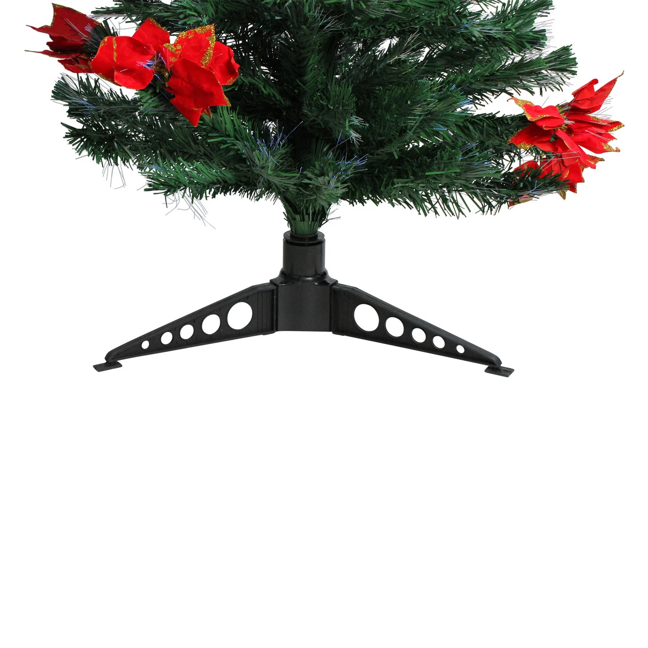 5' Pre-Lit Medium Fiber Optic Artificial Christmas Tree With Red Poinsettias - Multicolor Lights 4 5' Pre-Lit Medium Fiber Optic Artificial Christmas Tree With Red Poinsettias - Multicolor Lights - Image 4
