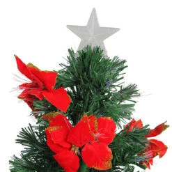 3' Pre-Lit Medium Fiber Optic Red Poinsettias Artificial Christmas Tree - Multicolor Lights -Xmas Trees Shop dak gd 47090 2 74885.1667662793