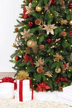 7.5' Pre-Lit Gold And Red Artificial Christmas Tree – Clear LED Lights -Xmas Trees Shop dezy2018 et hist 552033 65447.1667536244