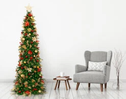 7.5' Pre-Lit Gold And Red Artificial Christmas Tree – Clear LED Lights -Xmas Trees Shop dezy2018 et hist 75 83796.1667536245