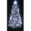 72" White And Red Fiber Optic Snow Artificial Christmas Tree With Cones And Berries
