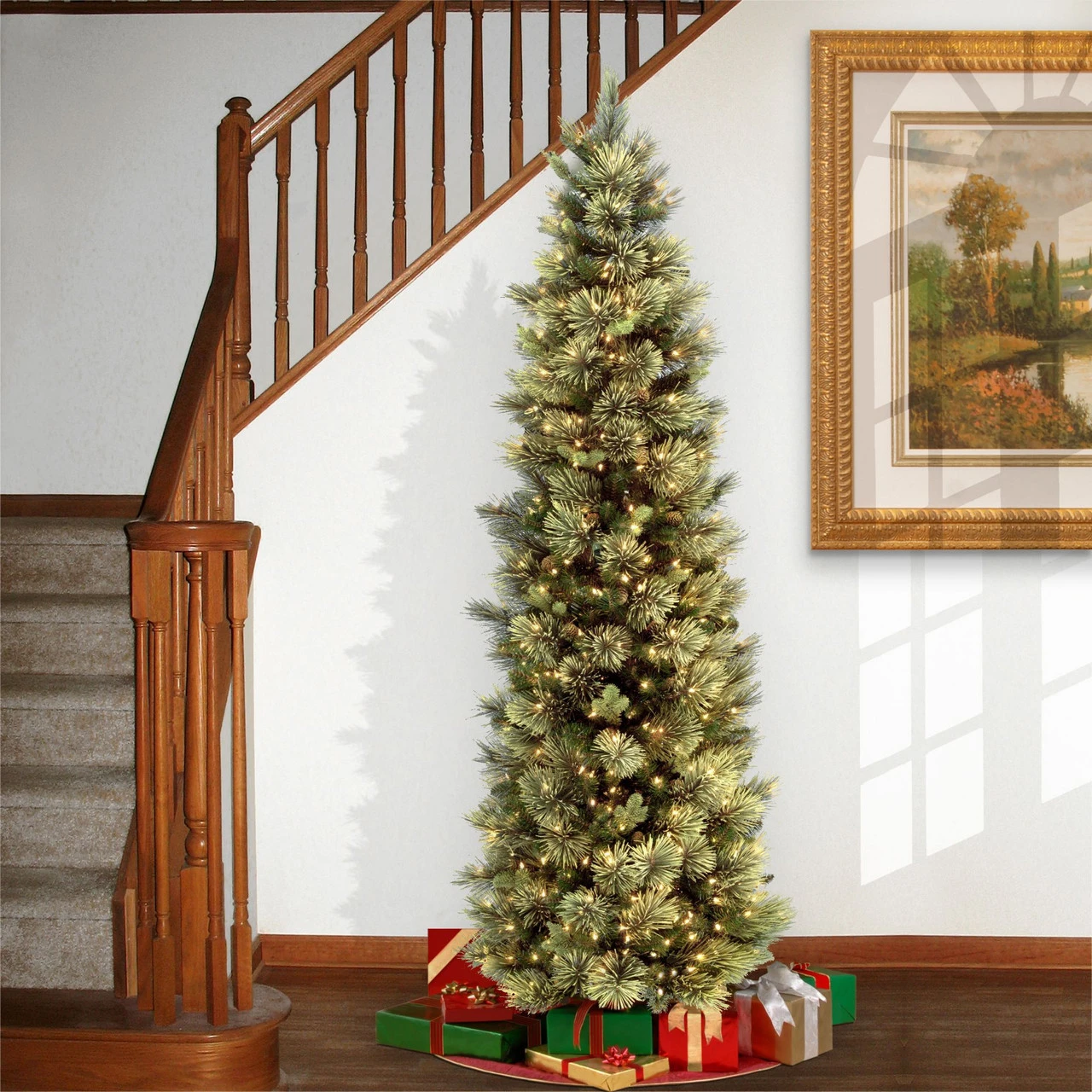 7 Ft. Carolina Pine Slim Tree With Clear Lights 2 7 Ft. Carolina Pine Slim Tree With Clear Lights - Image 2
