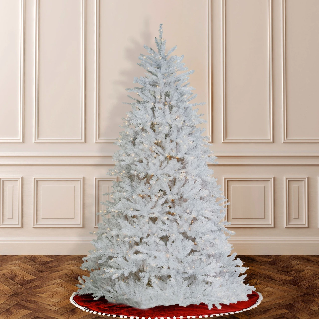 6.5' Pre-Lit White Dunhill Fir Artificial Christmas Tree, Clear Lights 2 6.5' Pre-Lit White Dunhill Fir Artificial Christmas Tree, Clear Lights - Image 2