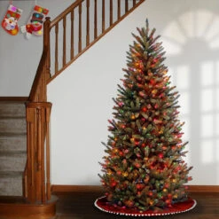6.5’ Pre-Lit Natural Fraser Slim Fir Artificial Christmas Tree - Multi-Color Lights -Xmas Trees Shop dnat naffslh1 65rlo 3 06418.1667574620