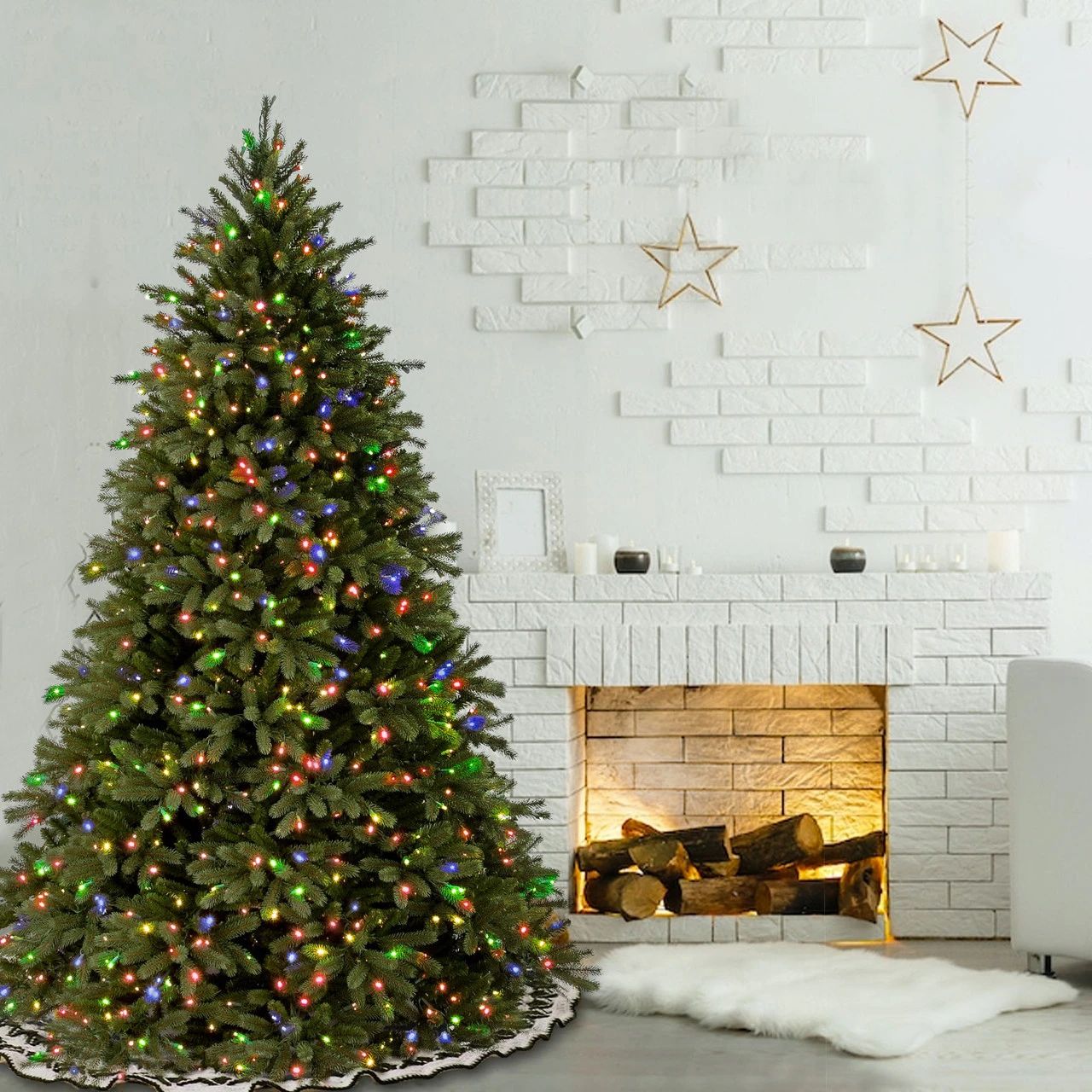 6.5’ Pre-Lit Jersey Fraser Fir Artificial Christmas Tree - Multi-Color Lights 2 6.5’ Pre-Lit Jersey Fraser Fir Artificial Christmas Tree - Multi-Color Lights - Image 2