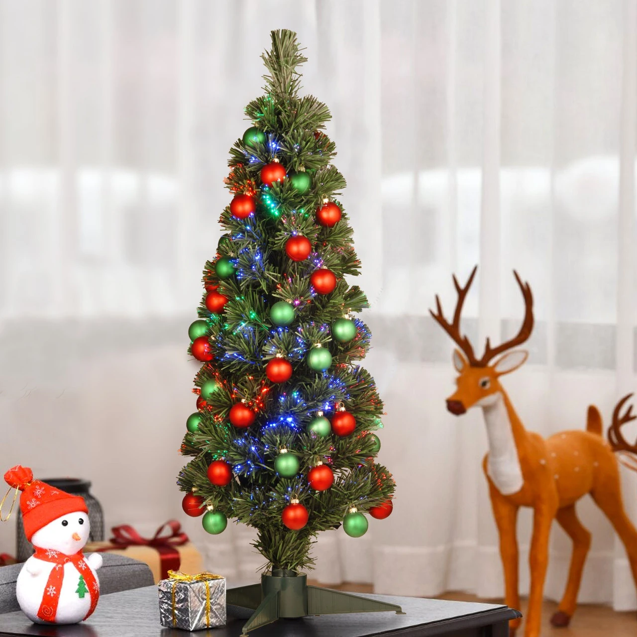 3' Pre-lit Fiber Optic Fireworks Artificial Christmas Tree With Ball Ornaments - Multi Lights 2 3' Pre-lit Fiber Optic Fireworks Artificial Christmas Tree With Ball Ornaments - Multi Lights - Image 2