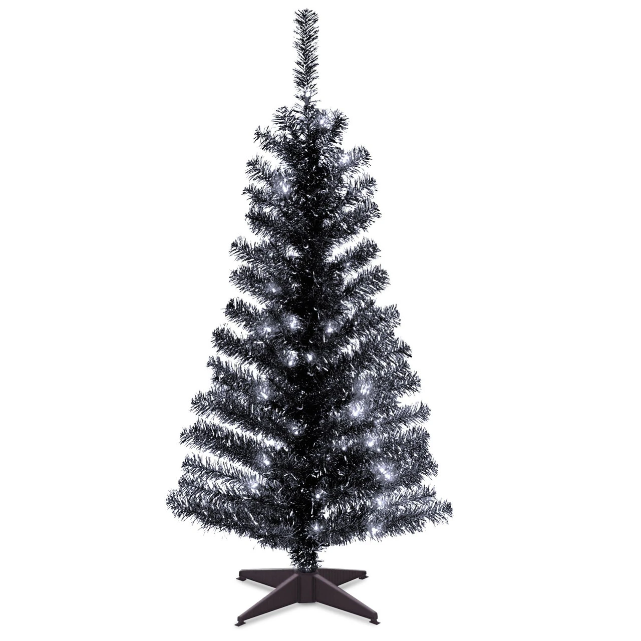 4' Pre-Lit Medium Black Tinsel Artificial Christmas Tree - Clear Lights 1 4' Pre-Lit Medium Black Tinsel Artificial Christmas Tree - Clear Lights