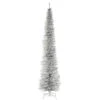 9' Silver Pencil Tinsel Artificial Christmas Tree - Unlit Lights