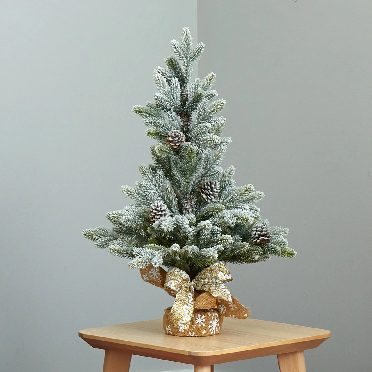 2' Potted Flocked Artificial Christmas Tree With Pinecones, Unlit 4 2' Potted Flocked Artificial Christmas Tree With Pinecones, Unlit - Image 4