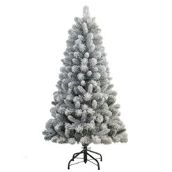 4.5' Flocked Virginia Pine Artificial Christmas Tree With Stand, Unlit