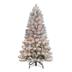 4.5' Flocked Virginia Pine Artificial Christmas Tree With Stand, Unlit -Xmas Trees Shop dpul 0998 tf45c2 1 18388.1667544731