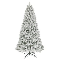 6' Flocked Virginia Pine Artificial Christmas Tree With Stand, Unlit