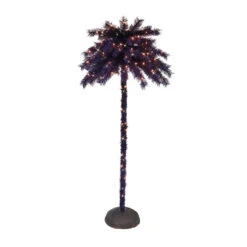 6' Pre-lit Purple And Black Plam Tree – Clear Incandescent Light