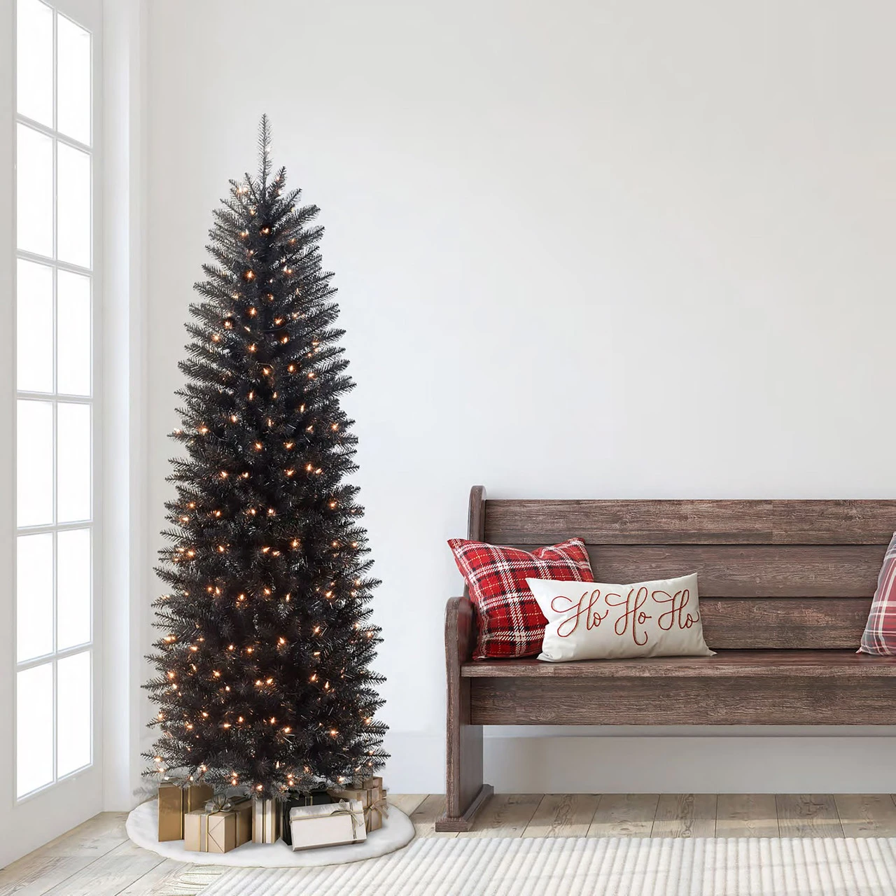 6.5' Pre-Lit Pencil Fraser Fir Artificial Christmas Tree, Clear Lights 2 6.5' Pre-Lit Pencil Fraser Fir Artificial Christmas Tree, Clear Lights - Image 2