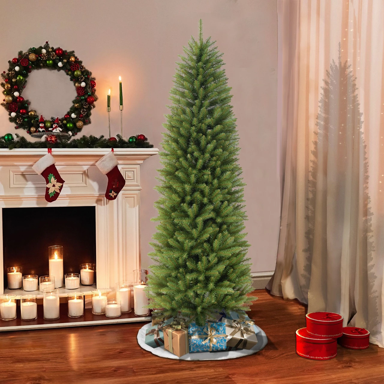 7' Pencil Fraser Fir Artificial Christmas Tree With Stand, Unlit 2 7' Pencil Fraser Fir Artificial Christmas Tree With Stand, Unlit - Image 2