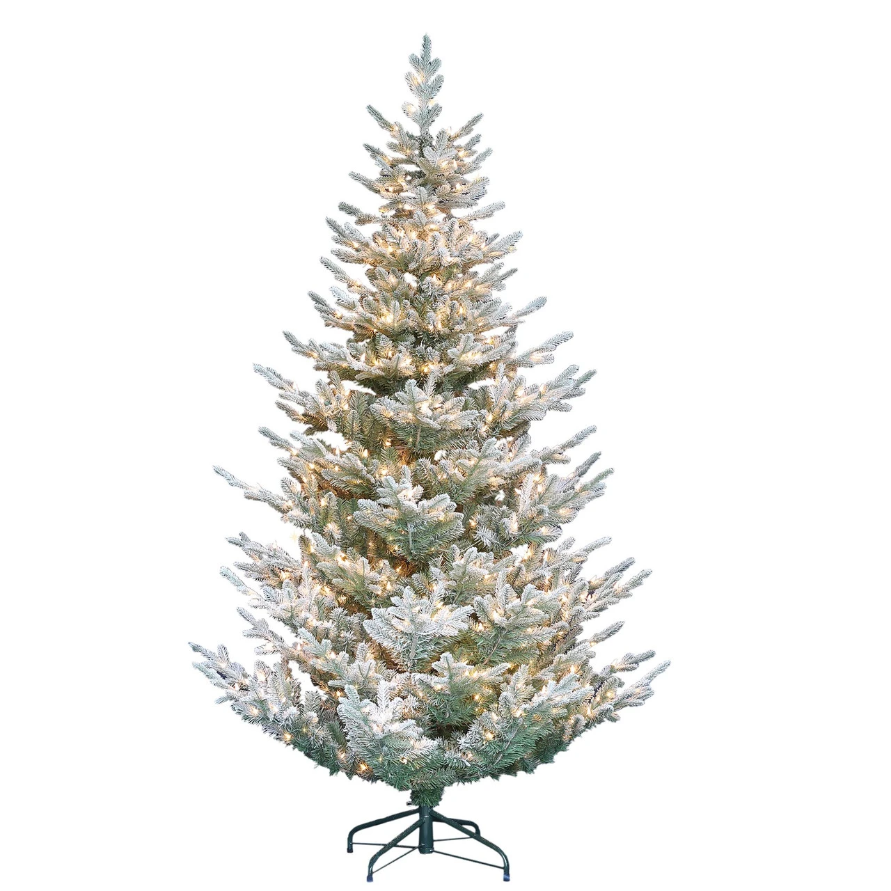 7.5' Pre-Lit Flocked Hillside Spruce Artificial Christmas Tree, Clear Lights 1 7.5' Pre-Lit Flocked Hillside Spruce Artificial Christmas Tree, Clear Lights