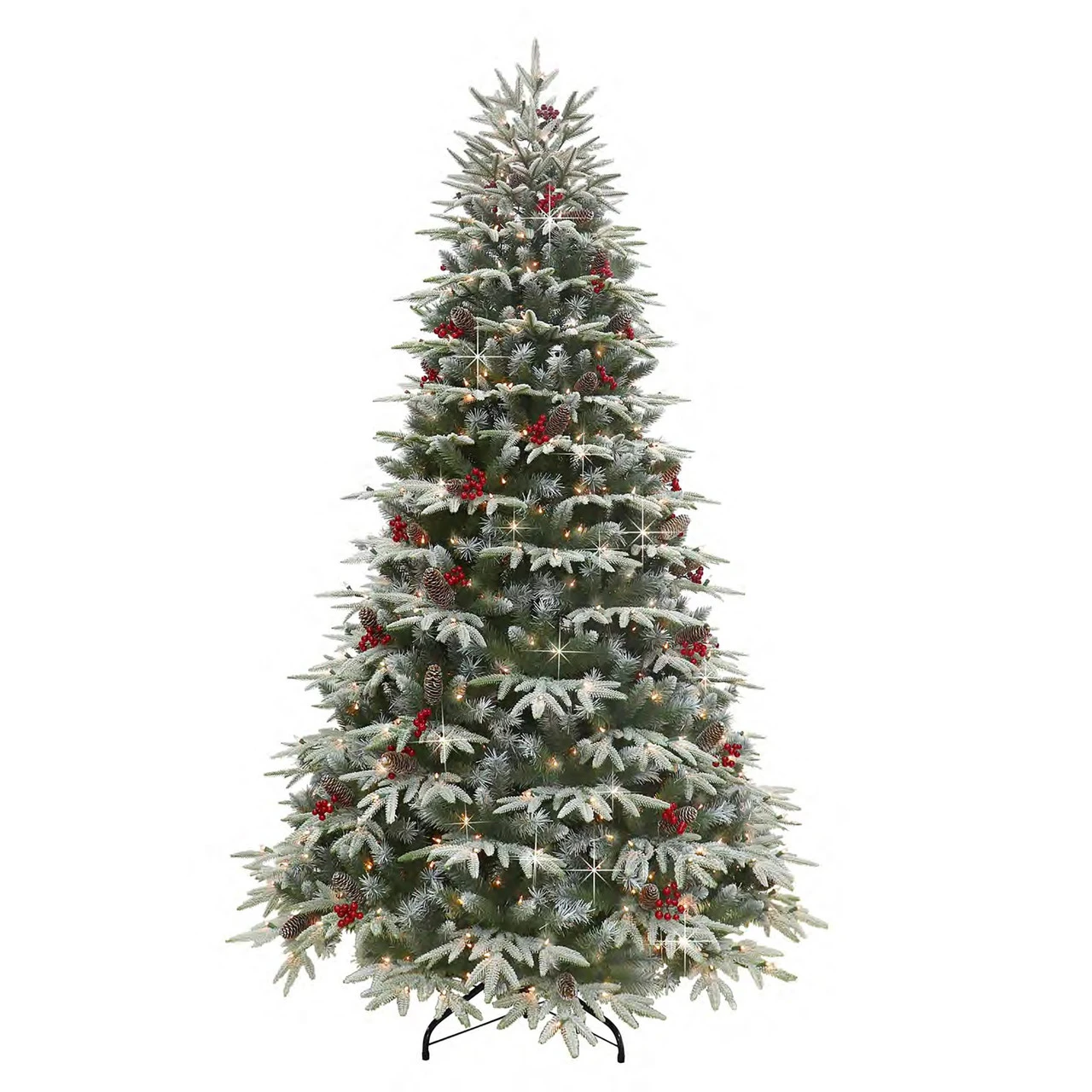 7.5' Pre-Lit Flocked Halifax Fir Artificial Christmas Tree, Clear Lights 1 7.5' Pre-Lit Flocked Halifax Fir Artificial Christmas Tree, Clear Lights