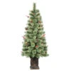 4.5' Pre-Lit Potted Natural Pine Artificial Christmas Tree, Clear Lights