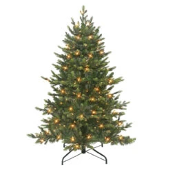 4.5' Pre-lit Downswept Douglas Fir Full Artificial Christmas Tree, Clear Lights