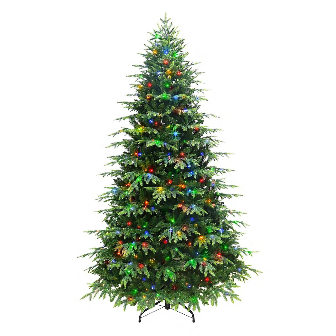 7.5’ Pre-Lit Medium Rutland Spruce Artificial Christmas Tree, Multicolor LED Lights 1 7.5’ Pre-Lit Medium Rutland Spruce Artificial Christmas Tree, Multicolor LED Lights