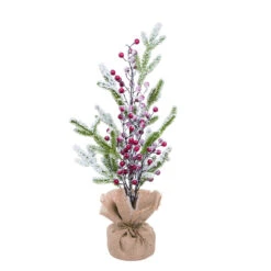 1.75' Potted Christmas Frosted Tree With Berries - Unlit