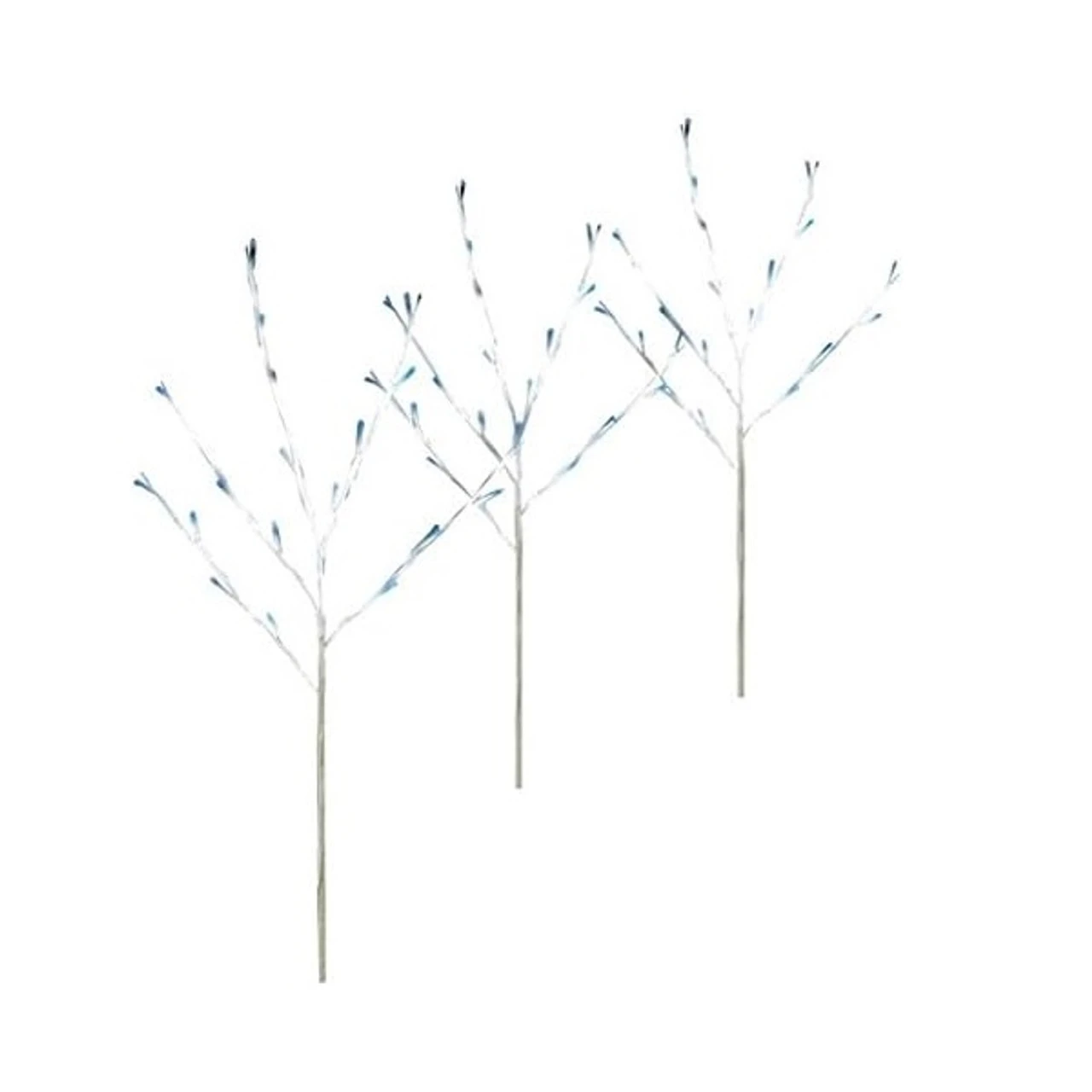 Set Of 3 Pre-Lit White Christmas Twig Tree Path Markers 30" - Twinkling Blue LED Mini Lights 1 Set Of 3 Pre-Lit White Christmas Twig Tree Path Markers 30" - Twinkling Blue LED Mini Lights