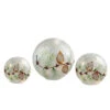 Set Of 3 LED Frosted Snowball Berries And Pine Glass Christmas Globes With Timer - 8"