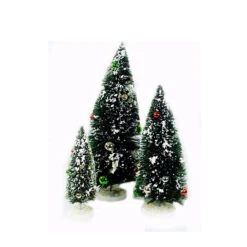 Set Of 3 Green And White Miniature Christmas Tree Flocked Tabletop Decor 18"