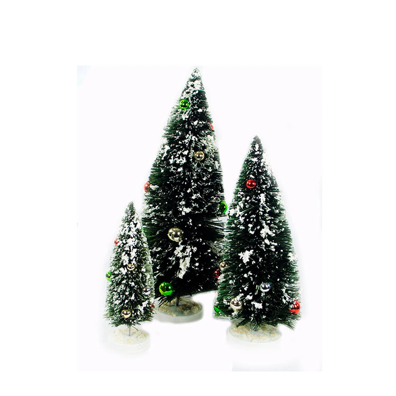 Set Of 3 Green And White Miniature Christmas Tree Flocked Tabletop Decor 18" 1 Set Of 3 Green And White Miniature Christmas Tree Flocked Tabletop Decor 18"