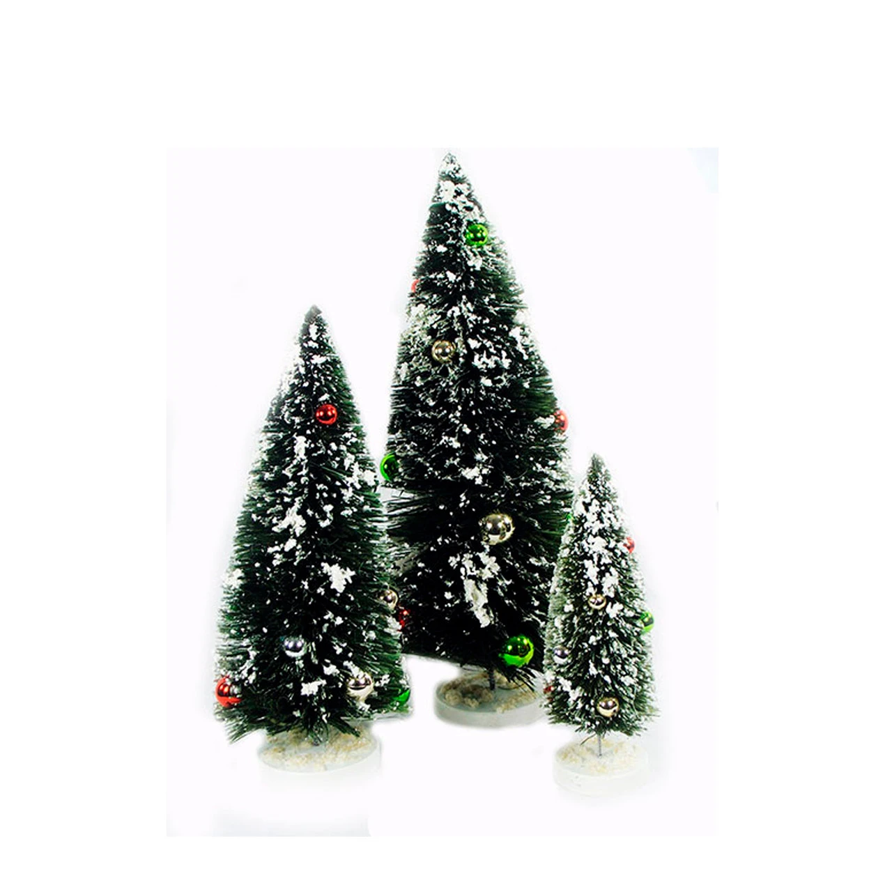 Set Of 3 Green And White Miniature Christmas Tree Flocked Tabletop Decor 18" 2 Set Of 3 Green And White Miniature Christmas Tree Flocked Tabletop Decor 18" - Image 2