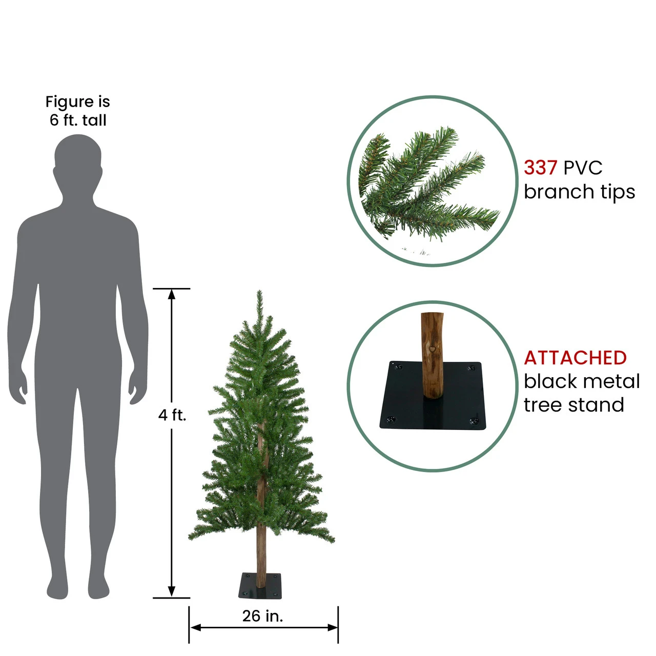 4' Alpine Artificial Christmas Tree - Unlit 2 4' Alpine Artificial Christmas Tree - Unlit - Image 2