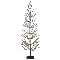 6' Pre-Lit LED Brown Artificial Christmas Tree With Icicle Lights- Clear Lights