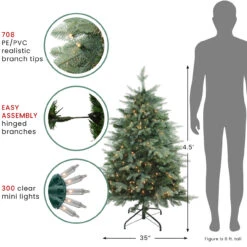 4.5' Pre-Lit Medium Washington Frasier Fir Artificial Christmas Tree - Clear Lights -Xmas Trees Shop northlight b03888 thumbnail 2 01406.1667641007