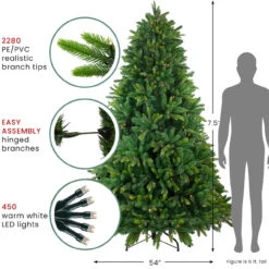 7.5' Pre-Lit Full Gunnison Pine Artificial Christmas Tree - Warm White LED Lights -Xmas Trees Shop northlight b8 stand 35460.1667570057