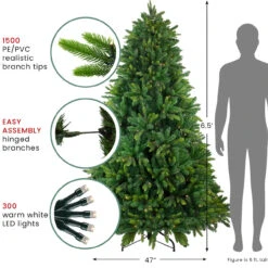 6.5' Pre-Lit Full Gunnison Pine Artificial Christmas Tree - Warm White LED Lights -Xmas Trees Shop northlight b8 stand 51759.1667572800