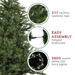 6.5' Pre-Lit Full Oregon Noble Fir Artificial Christmas Tree - Warm White LED Lights -Xmas Trees Shop northlight gb516800438 thumbnail 2 42669.1667536345