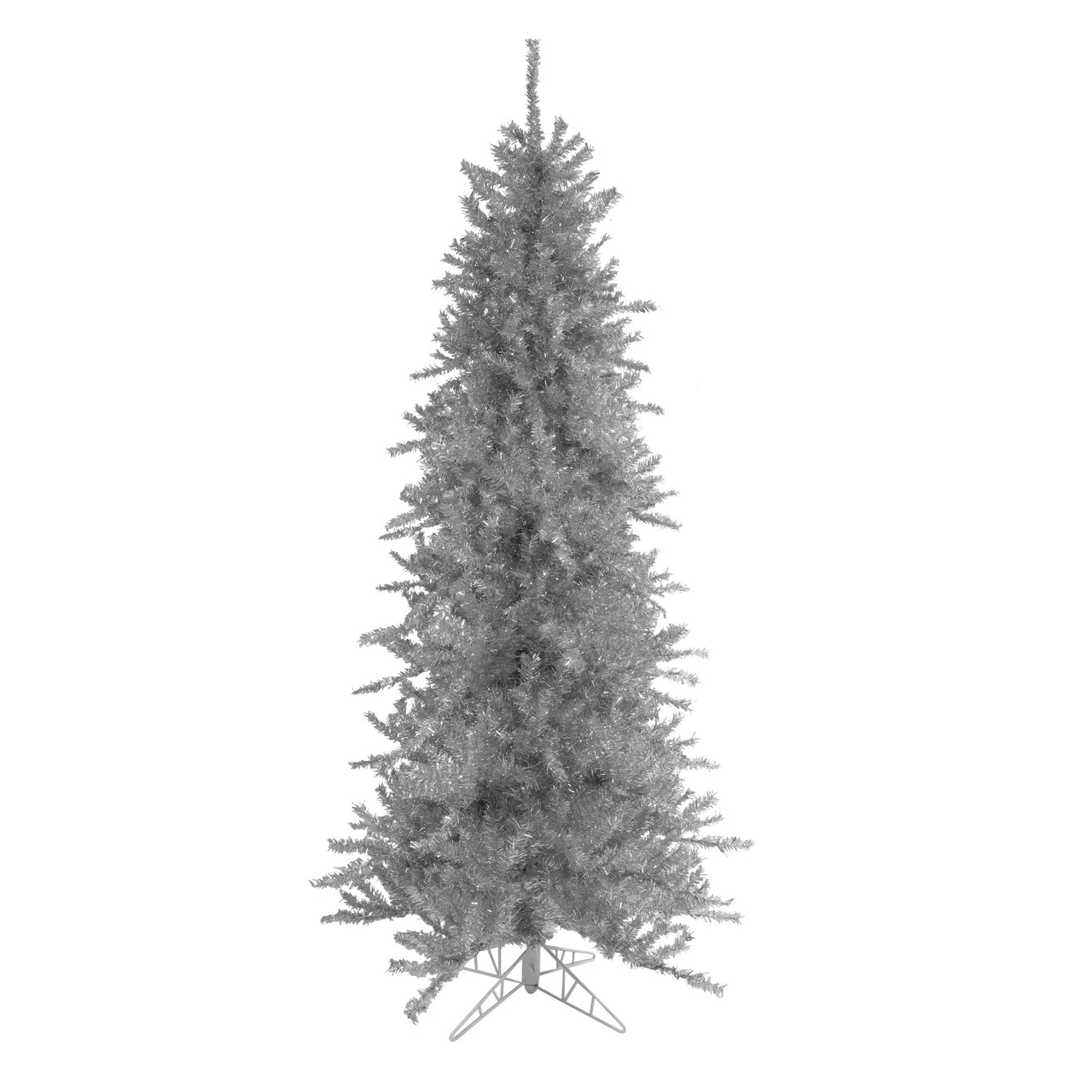 9’ Silver Tinsel Slim Artificial Christmas Tree - Unlit 1 9’ Silver Tinsel Slim Artificial Christmas Tree - Unlit
