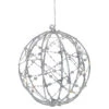 8" LED Lighted Silver Wired Christmas Hanging Ball Decoration - Warm White Lights