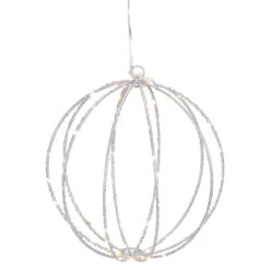 8-Inch LED Lighted Christmas Hanging Ball Decoration - Warm White Lights