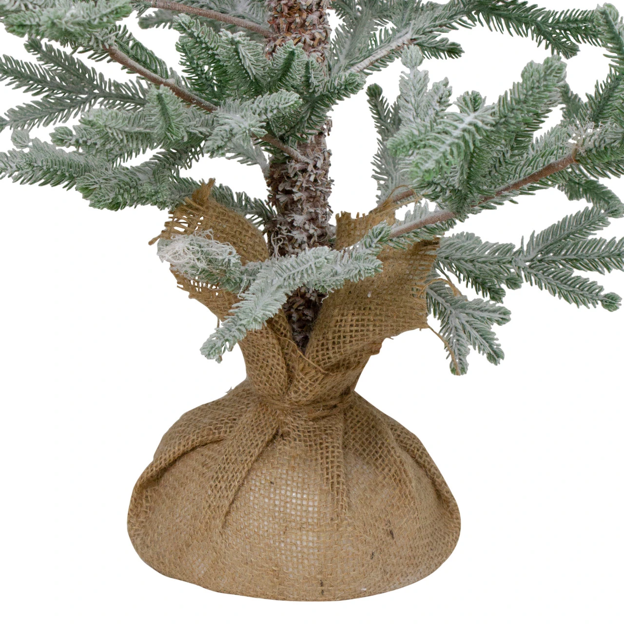 3' Snow Covered Slim Pine Artificial Christmas Tree With Jute Base - Unlit 4 3' Snow Covered Slim Pine Artificial Christmas Tree With Jute Base - Unlit - Image 4