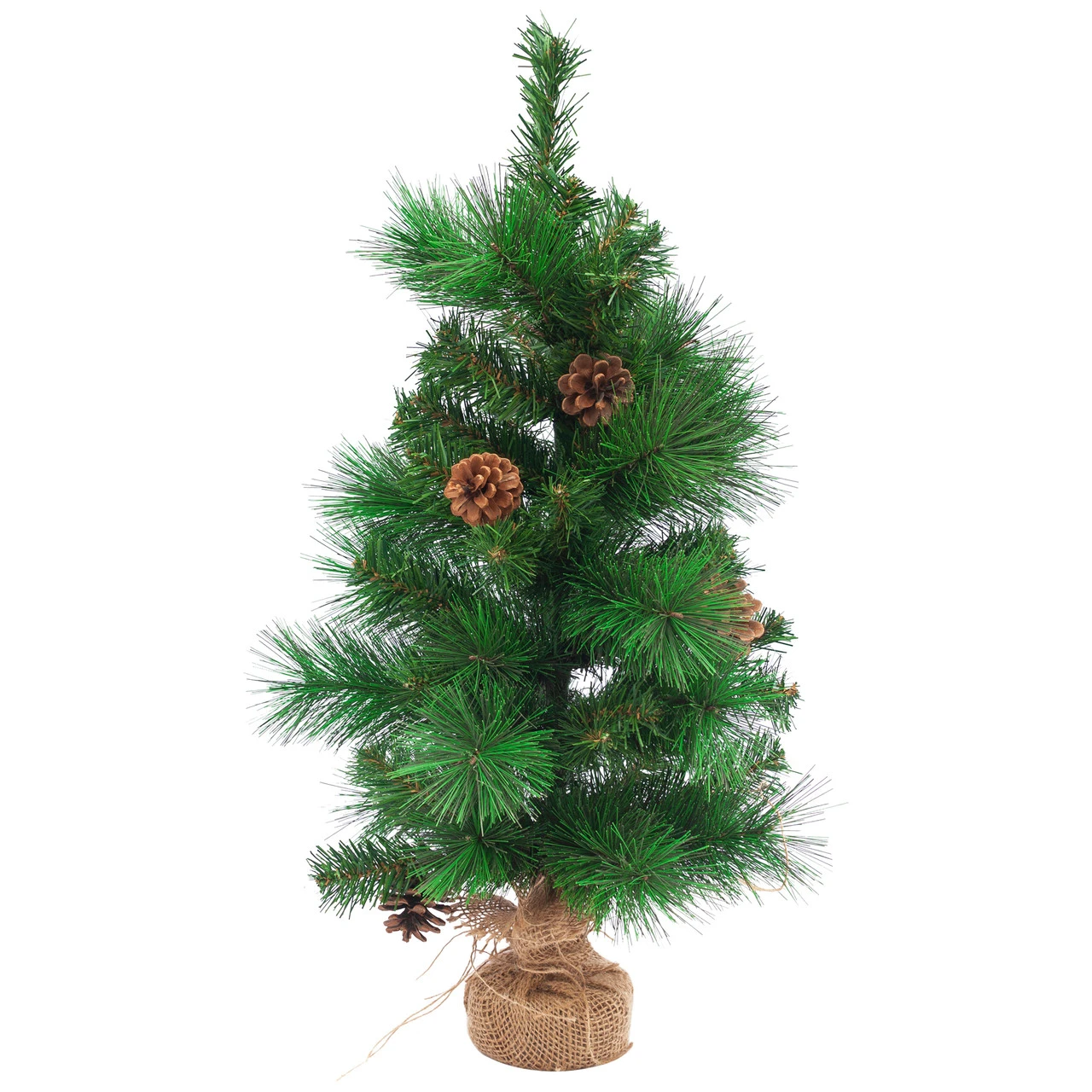 23.5" Mixed Pine And Pine Cones Artificial Christmas Tree In Jute Base 1 23.5" Mixed Pine And Pine Cones Artificial Christmas Tree In Jute Base