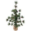 23.5" Winter Berry Pine Tree With Pine Cones In Jute Base Christmas Decoration