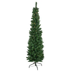 6' Pre-Lit Northern Balsam Fir Pencil Artificial Christmas Tree, Warm Clear LED Lights