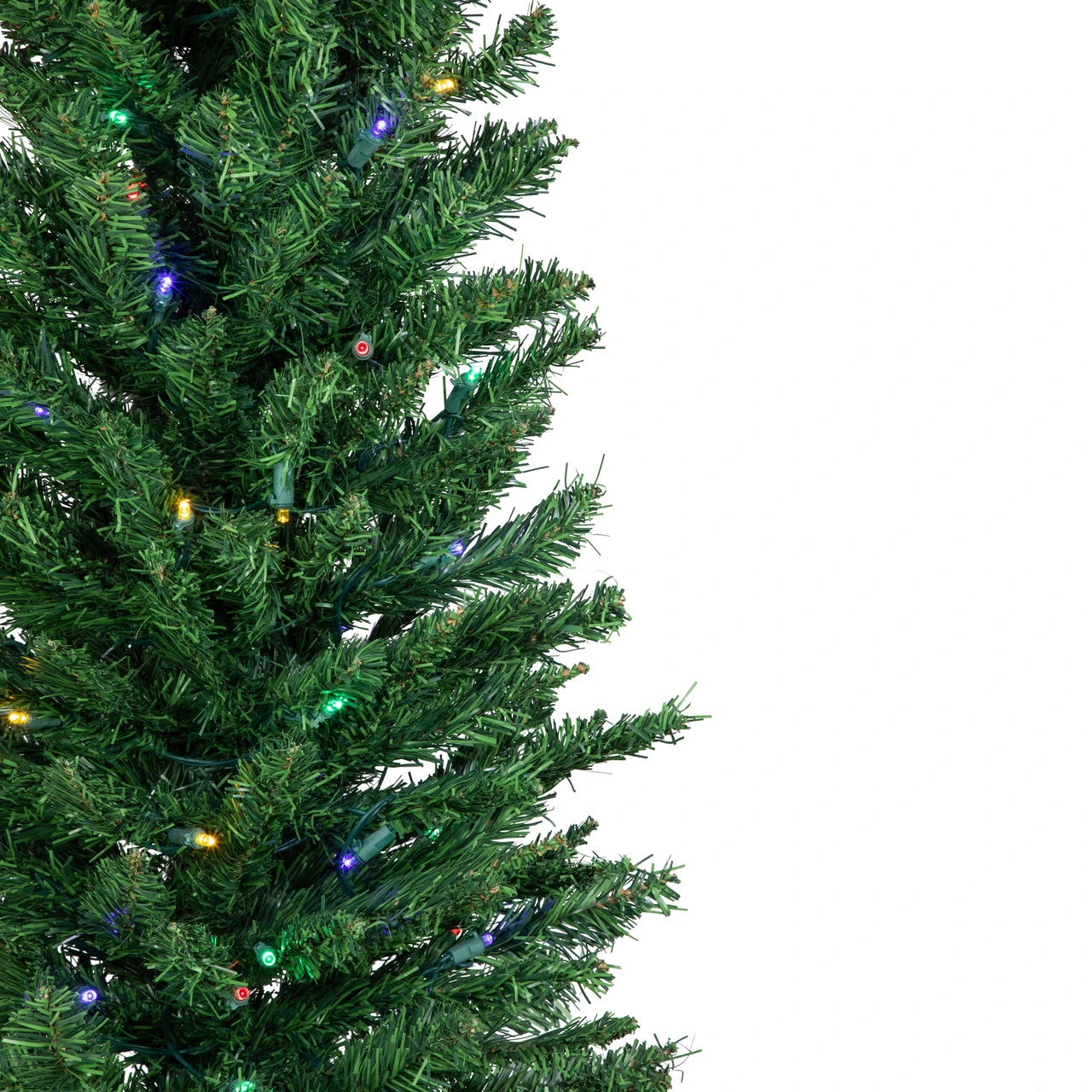 6' Pre-Lit Pencil Northern Balsam Fir Artificial Christmas Tree, Multi LED Lights 2 6' Pre-Lit Pencil Northern Balsam Fir Artificial Christmas Tree, Multi LED Lights - Image 2