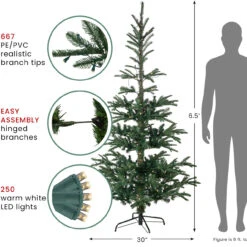 6.5' Pre-Lit Nordmann Fir Artificial Christmas Tree, Warm Clear LED Lights -Xmas Trees Shop northlight j00085 2 48707.1687966320