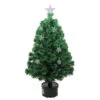 4' Pre-Lit Potted Fiber Optic Artificial Christmas Tree With Stars - Multicolor Lights